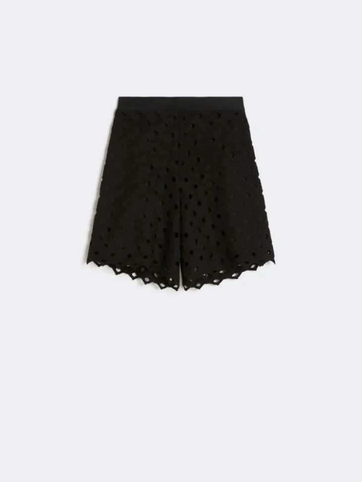 Macramé jersey Bermuda shorts - BLACK