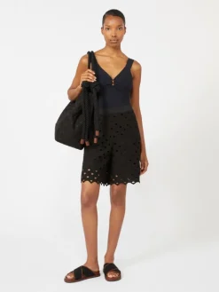Macramé jersey Bermuda shorts - BLACK