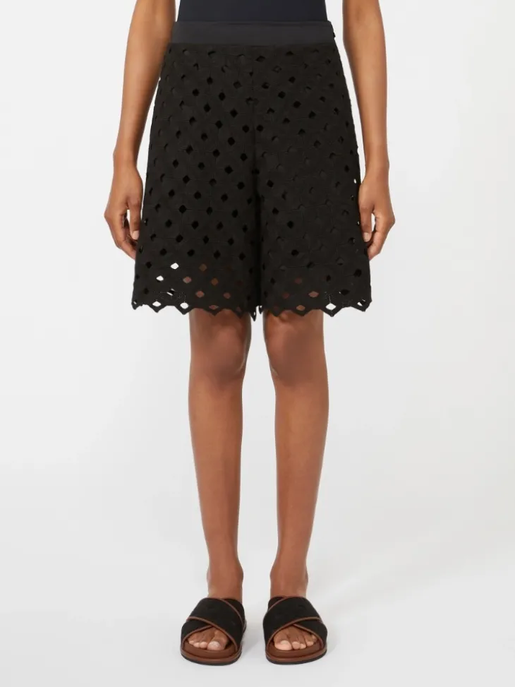 Macramé jersey Bermuda shorts - BLACK
