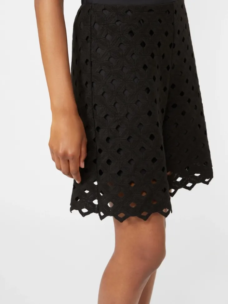 Macramé jersey Bermuda shorts - BLACK