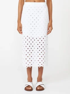 Macramé jersey pencil skirt - OPTICAL WHITE