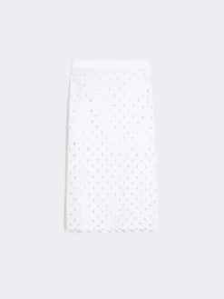 Macramé jersey pencil skirt - OPTICAL WHITE