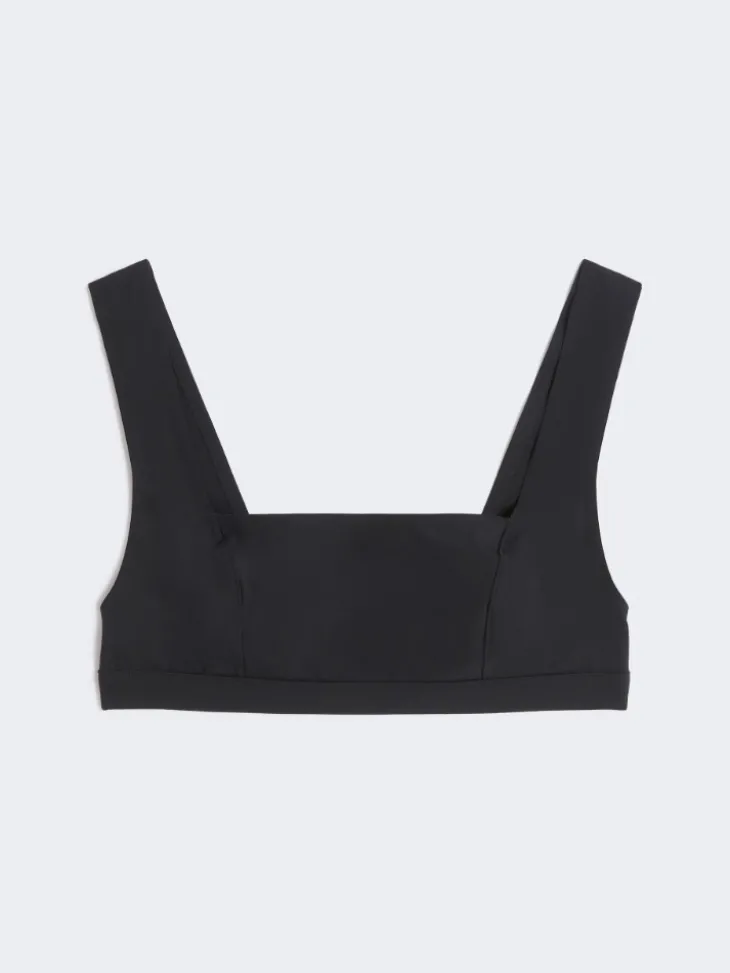 Matte technical fabric bikini top - BLACK
