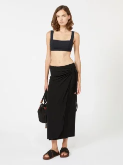 Matte technical fabric bikini top - BLACK