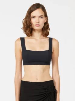 Matte technical fabric bikini top - BLACK
