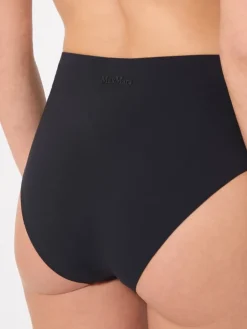 Matte technical fabric culotte-style bikini bottoms - BLACK