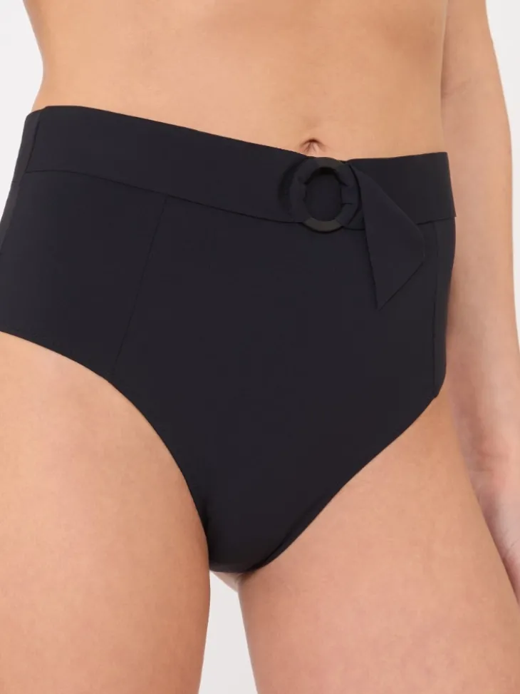 Matte technical fabric culotte-style bikini bottoms - BLACK