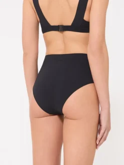 Matte technical fabric culotte-style bikini bottoms - BLACK
