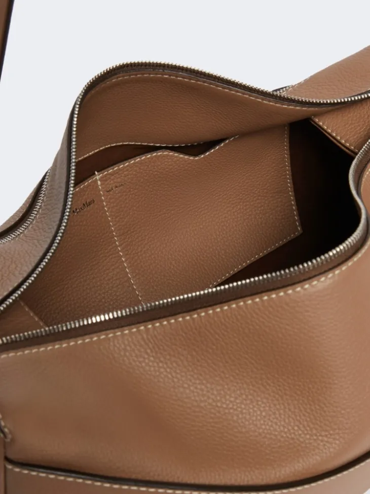 Medium leather shoulder bag - BROWN