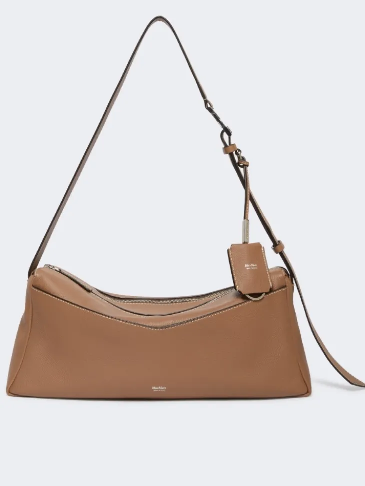 Medium leather shoulder bag - BROWN