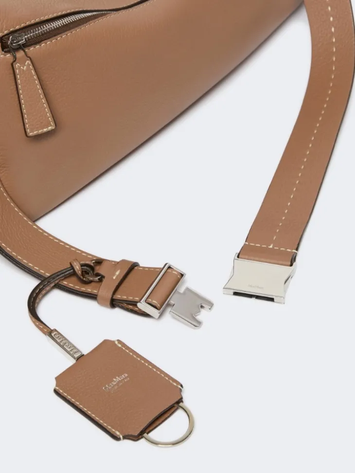 Medium leather shoulder bag - BROWN
