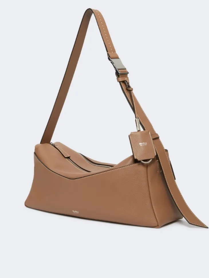Medium leather shoulder bag - BROWN