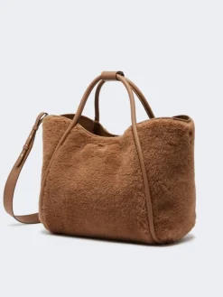 Medium Teddy fabric Marine bag - CAMEL