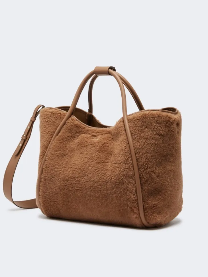 Medium Teddy fabric Marine bag - CAMEL