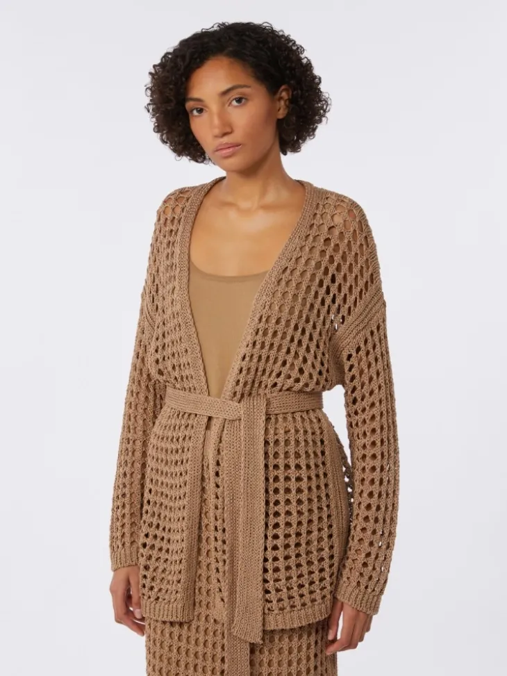 Mesh cotton cardigan - DESERT