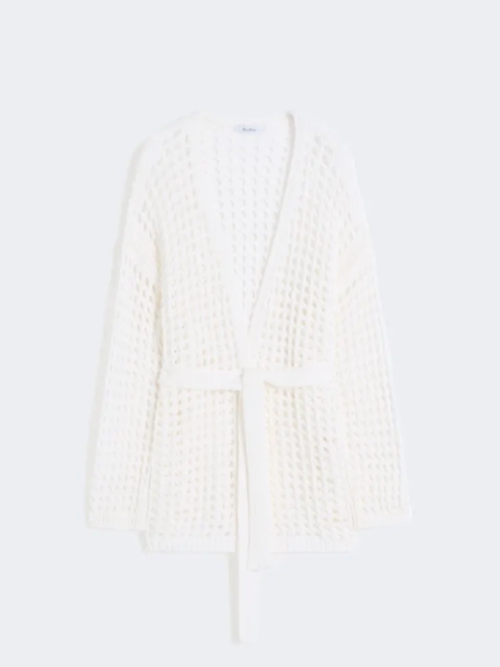 Mesh cotton cardigan - OPTICAL WHITE