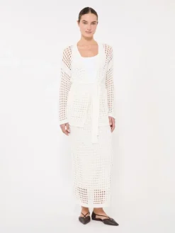 Mesh cotton cardigan - OPTICAL WHITE
