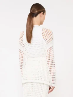 Mesh cotton cardigan - OPTICAL WHITE