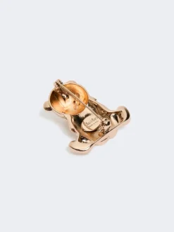 Metal brooch with rhinestones - GOLD