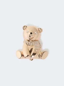 Metal brooch with rhinestones - GOLD