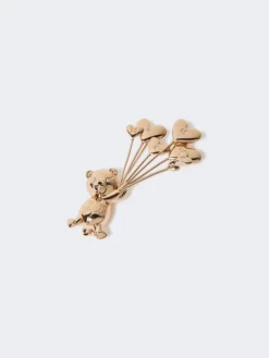 Metal brooch with rhinestones - GOLD