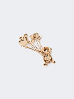 Metal brooch with rhinestones - GOLD