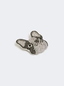 Metal brooch with rhinestones - BLACK