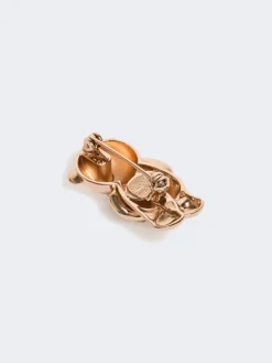 Metal brooch with rhinestones - ANTIQUE ROSE