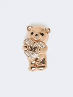 Metal brooch with rhinestones - ANTIQUE ROSE