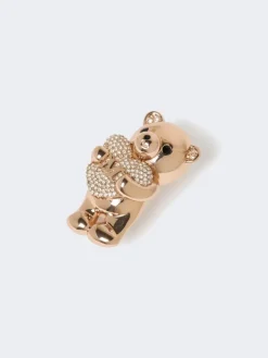 Metal brooch with rhinestones - ANTIQUE ROSE