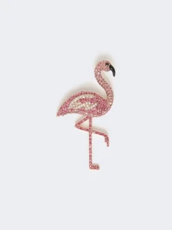 Metal brooch with rhinestones - ANTIQUE ROSE