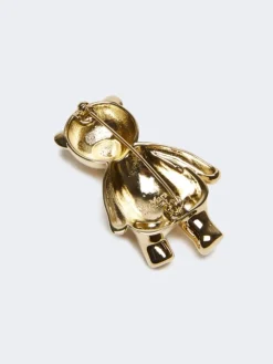 Metal teddy bear brooch - WHITE