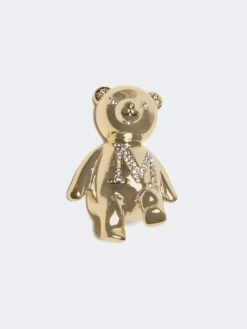 Metal teddy bear brooch - WHITE