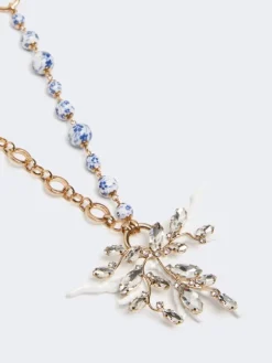Metallic and ceramic chain necklace - GOLD