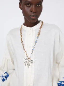 Metallic and ceramic chain necklace - GOLD