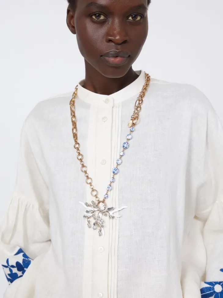 Metallic and ceramic chain necklace - GOLD