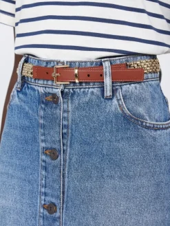 Metallic chain and leather belt - GOLD