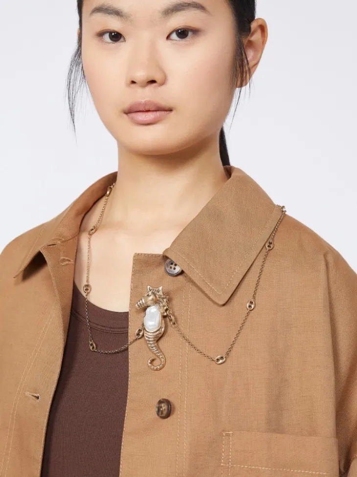 Metallic necklace with pin pendant - GOLD