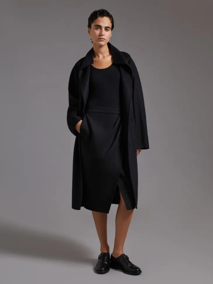 Midi cashmere cardigan coat - BLACK