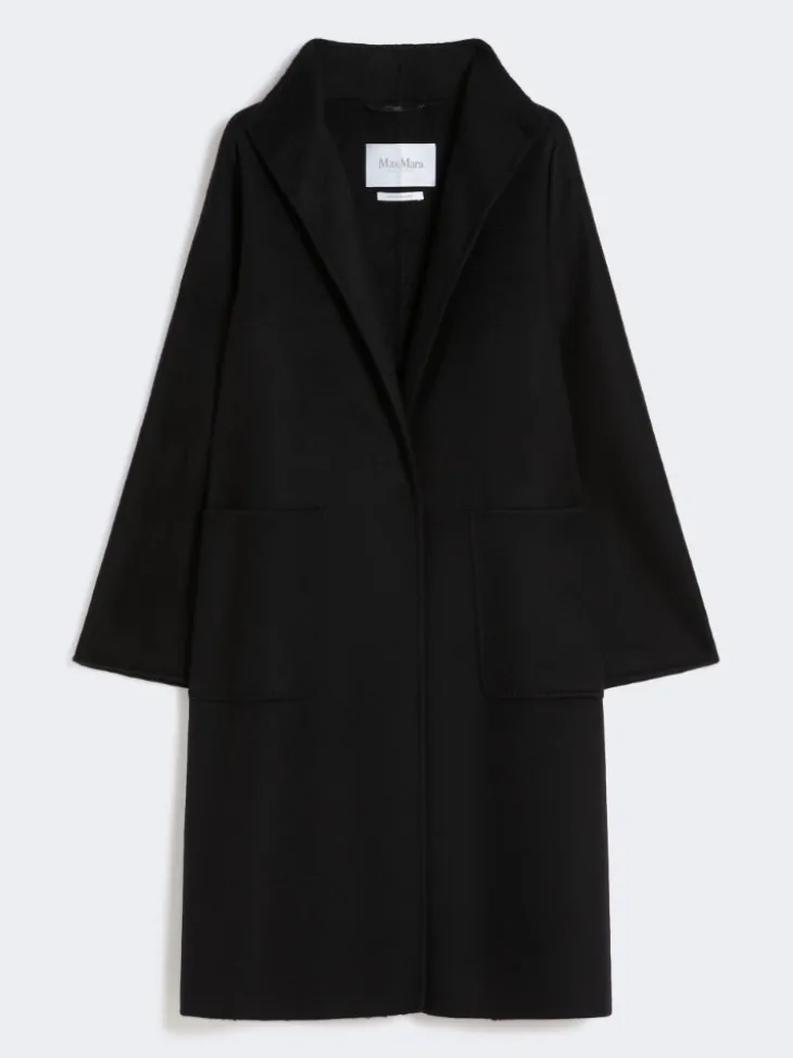 Midi cashmere cardigan coat - BLACK