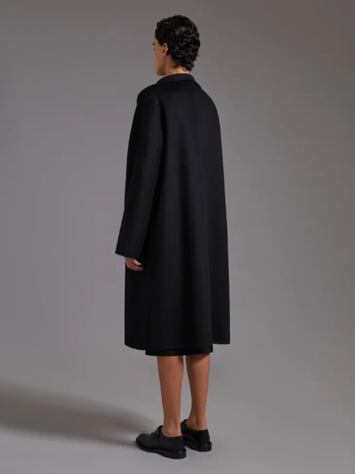 Midi cashmere cardigan coat - BLACK