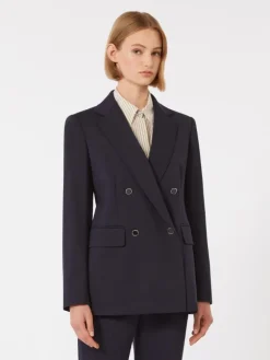 Milano-knit double-breasted jersey blazer - NAVY