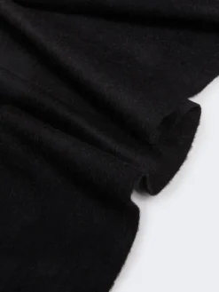 Monogram-embroidered camel stole - BLACK