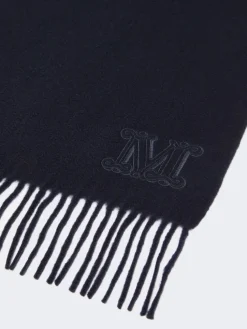 Monogram-embroidered cashmere stole - ULTRAMARINE
