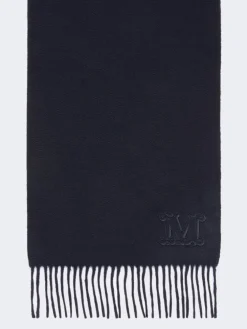 Monogram-embroidered cashmere stole - ULTRAMARINE
