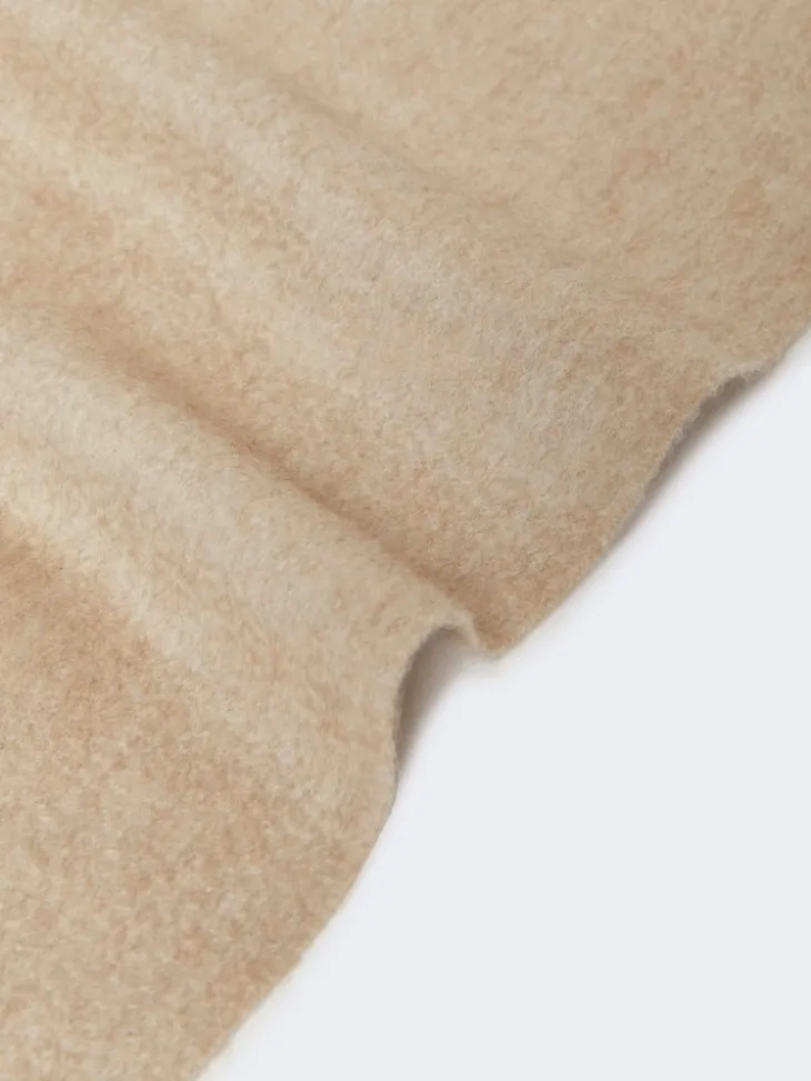 Monogram-embroidered cashmere stole - BEIGE