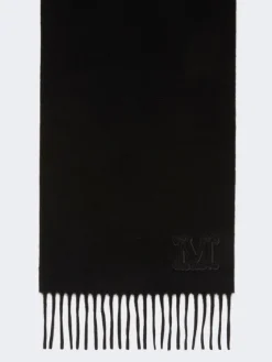 Monogram-embroidered cashmere stole - BLACK