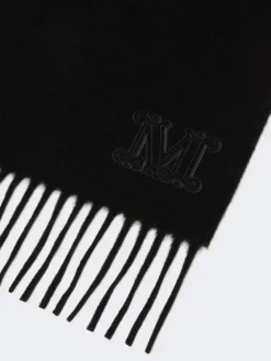 Monogram-embroidered cashmere stole - BLACK