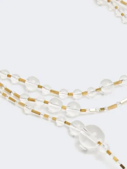 Multi-strand metal and glass necklace - OPTICAL WHITE