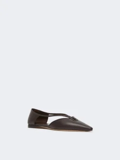 Nappa leather ballet flats - DARK BROWN
